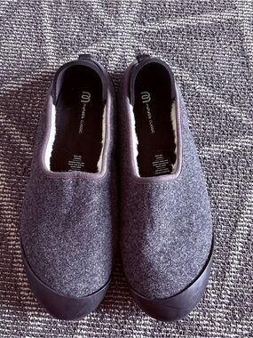 Mahabis Classic Slipper Shoe Gray Wool Removable Soles Slip On Size 43 EU Unisex